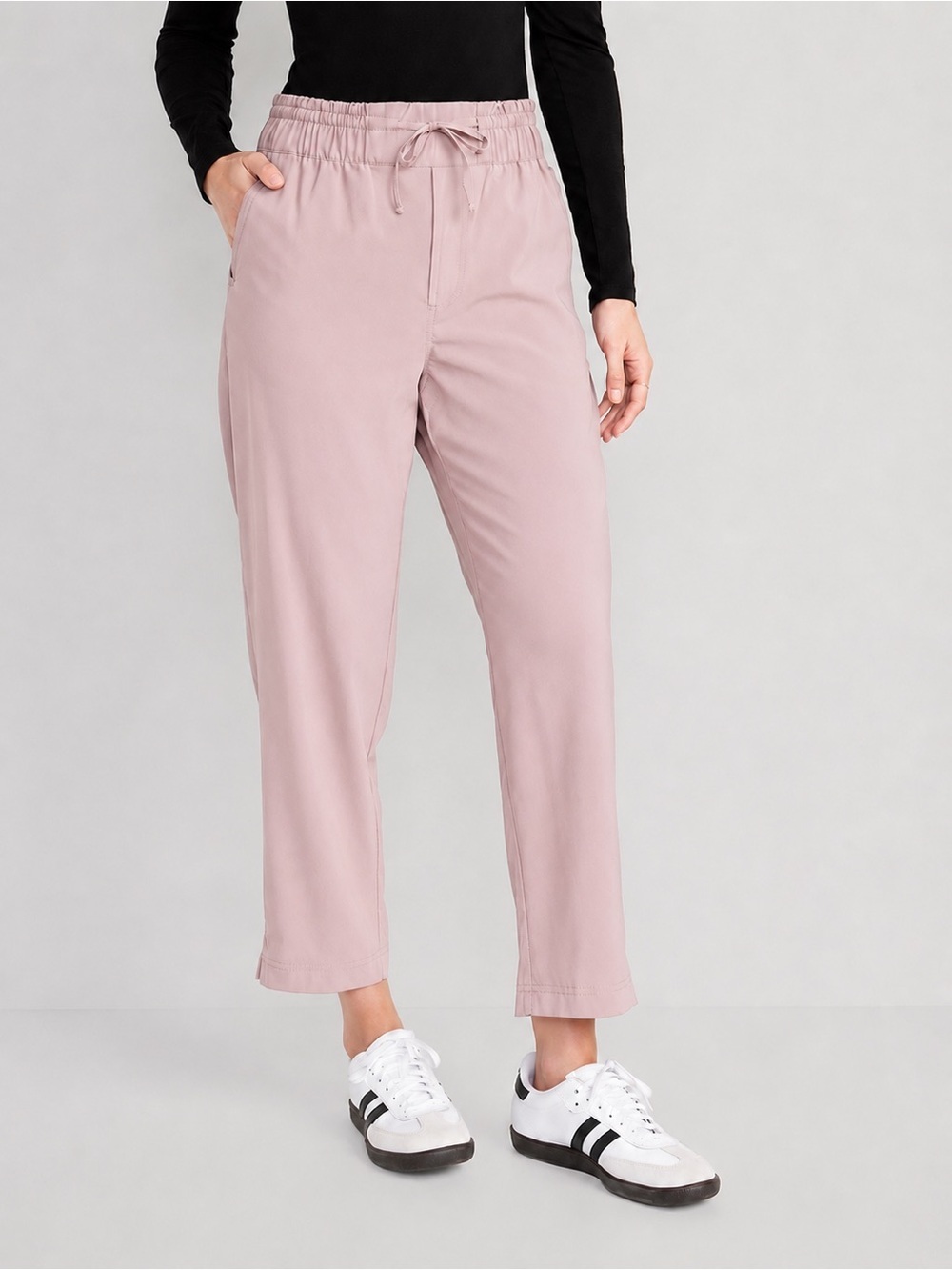 Old Navy High Waisted StretchTech Cropped Taper Pants Icelandic Mineral Pink LRG